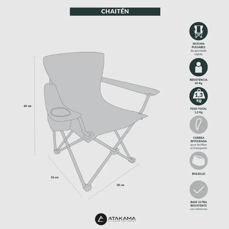 SILLA DE CAMPING NIÑOS CHAITÉN GRIS/AMARILLO 7