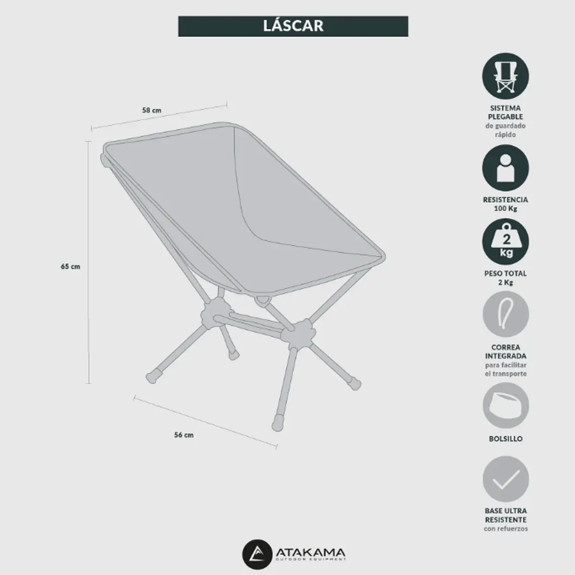 SILLA PLEGABLE CAMPING LASCAR GRIS/BEIGE 7