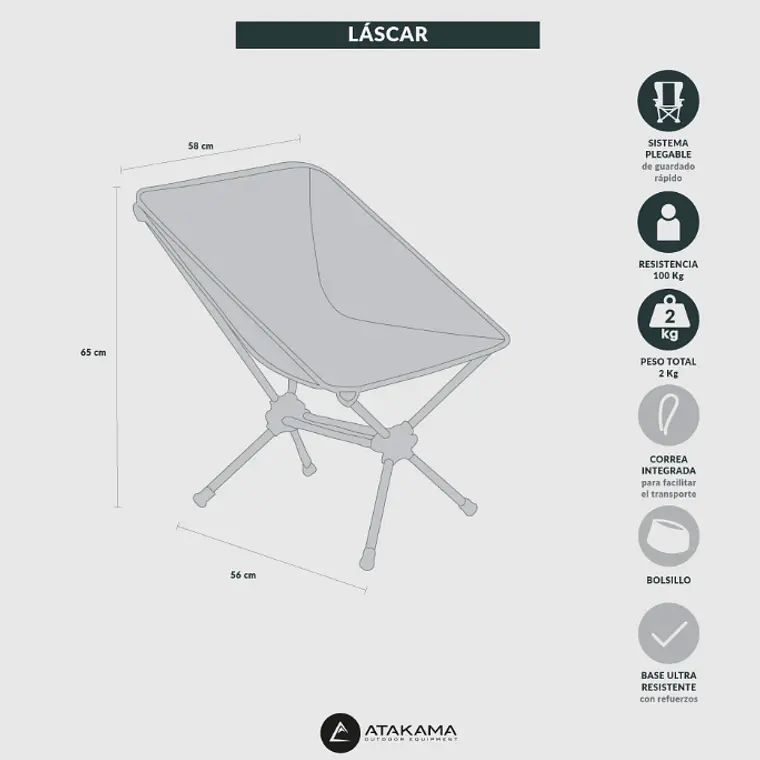 SILLA PLEGABLE CAMPING LASCAR GRIS/BEIGE 7