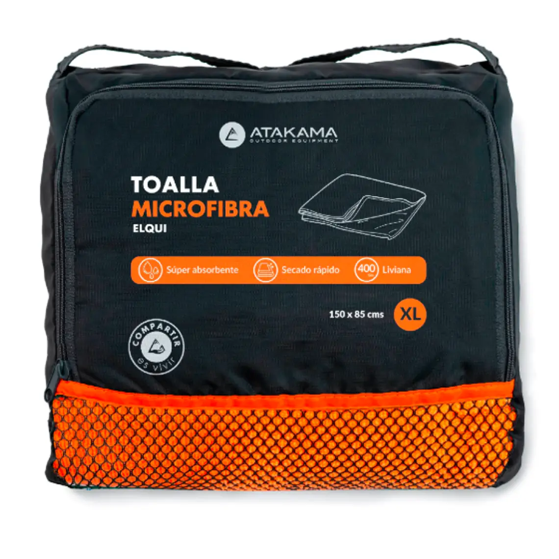 TOALLA MICROFIBRA  ELQUI NARANJA (TALLA XL) 3