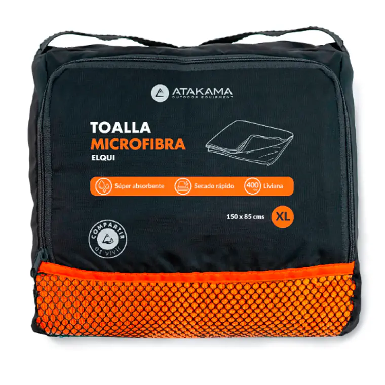 TOALLA MICROFIBRA  ELQUI NARANJA (TALLA XL) 3