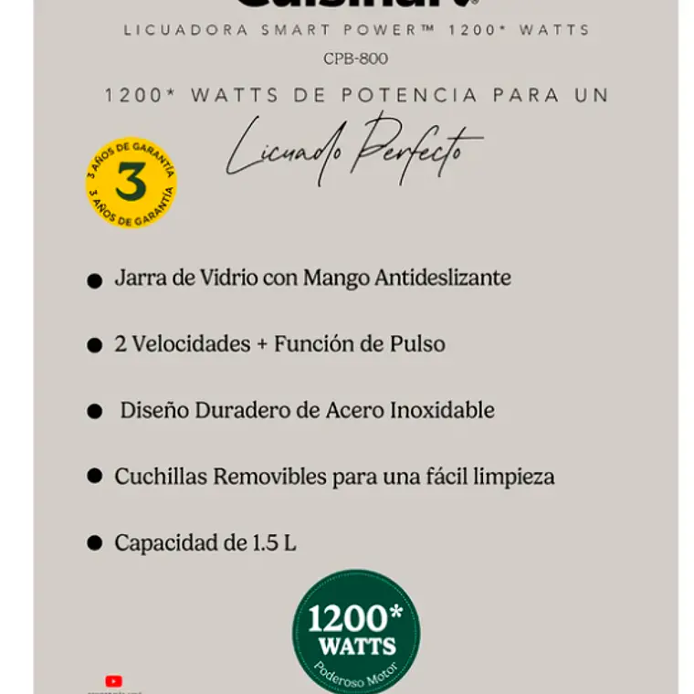 LICUADORA DE 1200W SMART POWER (1,5 LT) 9