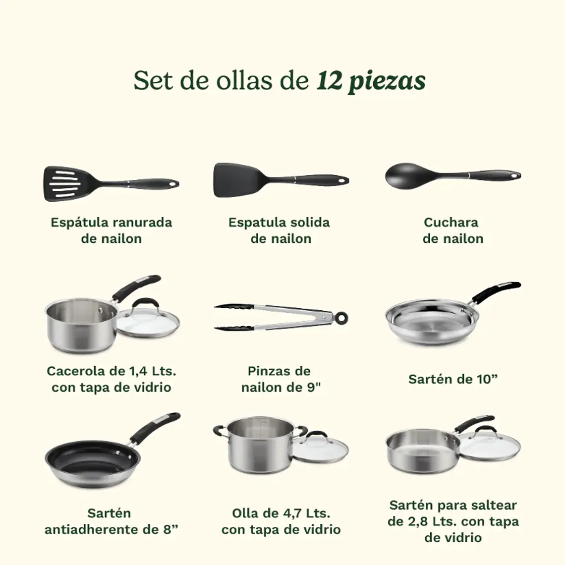 JUEGO OLLAS ACERO INOX 12 PIEZAS 2