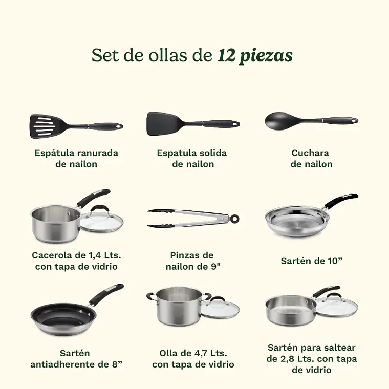 JUEGO OLLAS ACERO INOX 12 PIEZAS 2