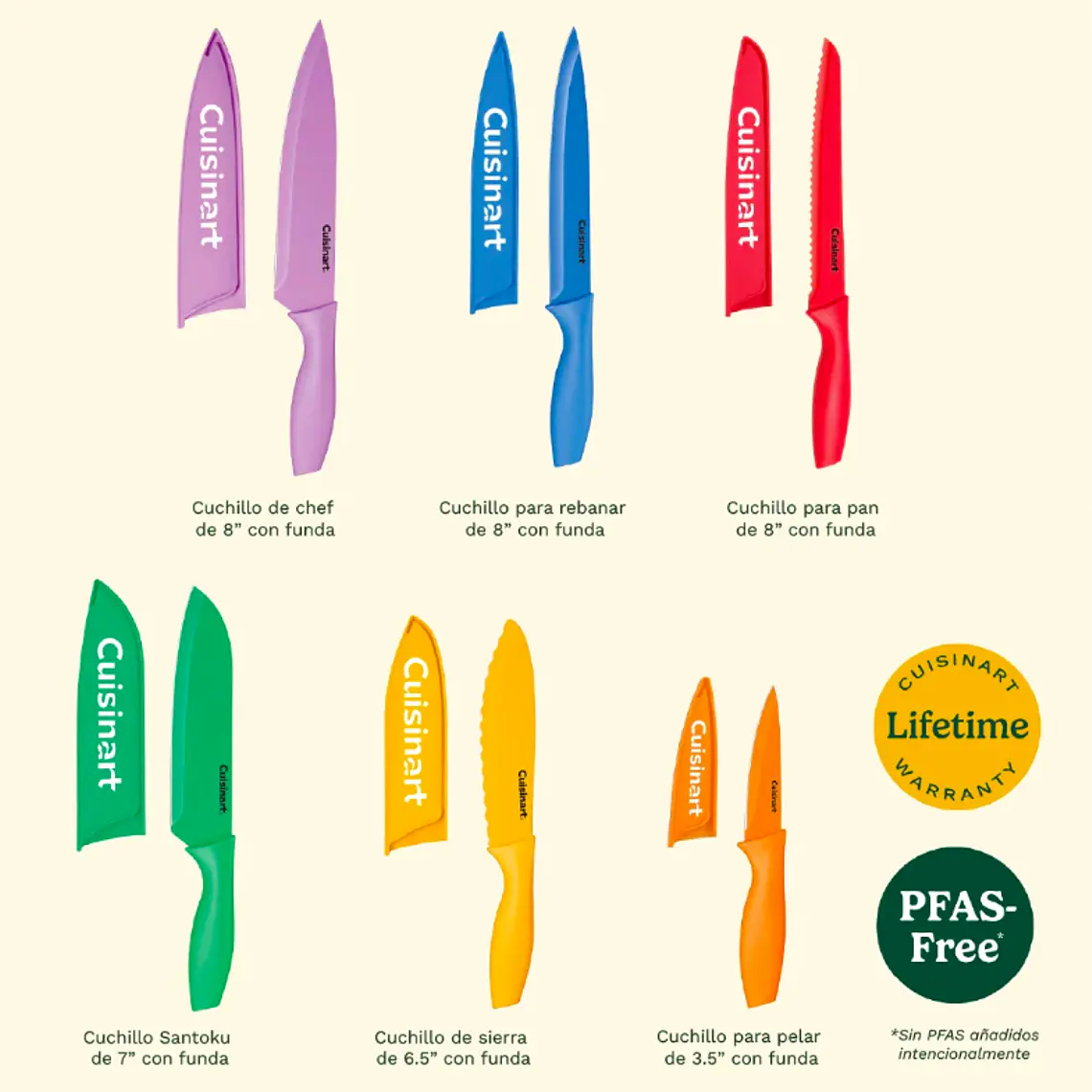 SET CUCHILLOS ANTIADHERENTES MULTICOLOR 12 PIEZAS ADVANTAGE  2