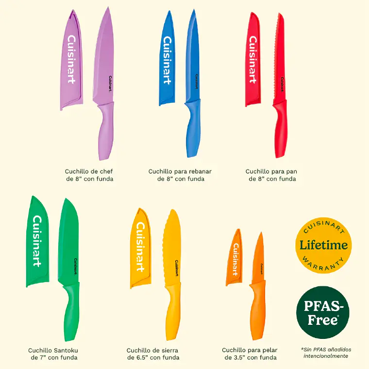 SET CUCHILLOS ANTIADHERENTES MULTICOLOR 12 PIEZAS ADVANTAGE  2