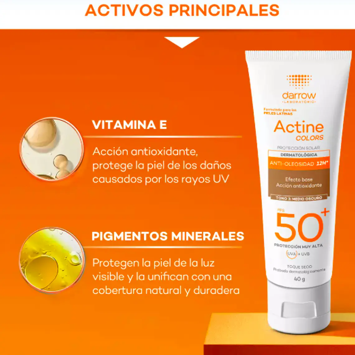 DARROW ACTINE COLORS SPF50+ OSCURO (40 ML) I VENCE: 30-08-2028 6