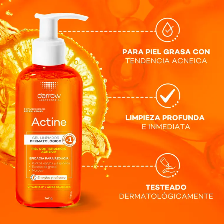 DARROW ACTINE GEL LIMPIADOR DERMATOLÓGICO (140G) I VENCE: 31-05-2028 3
