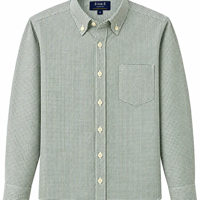 CAMISA DE VESTIR CUADRO M/LARGA B FOR B VERDE (TALLAS S a XXL) 1