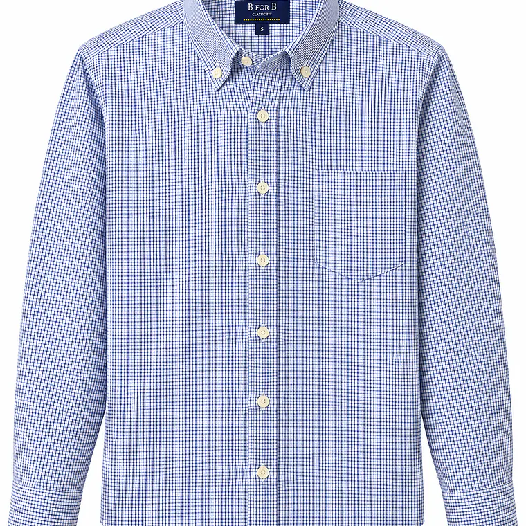 CAMISA DE VESTIR CUADRO M/LARGA B FOR B AZUL (TALLAS S a XXL) 1