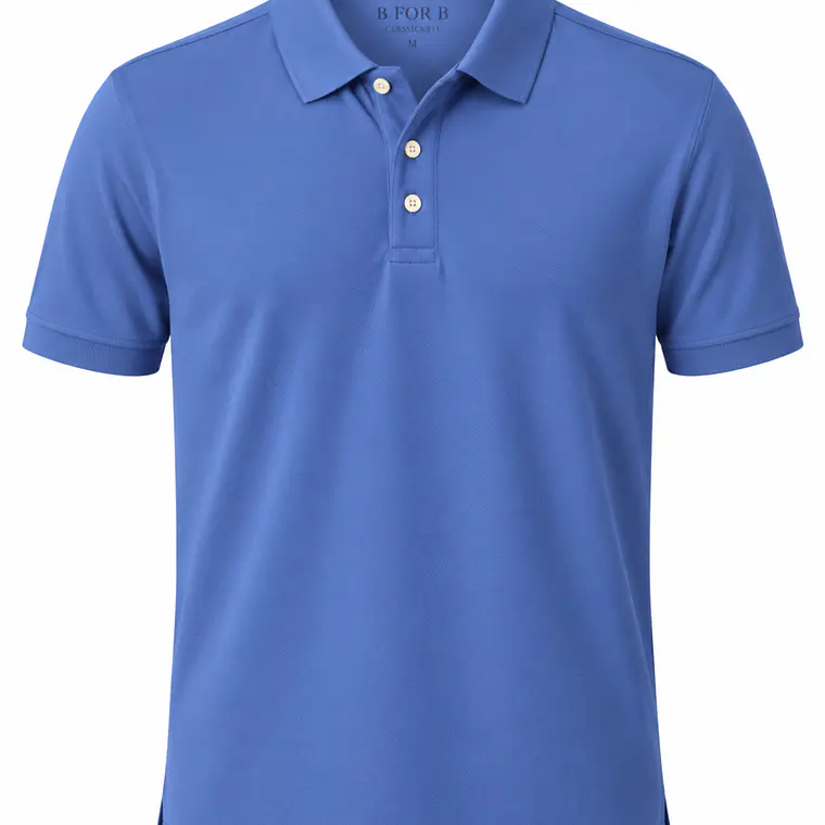 POLERA M/CORTA PIQUE B FOR B AZUL MEDIO (TALLAS S a XXL) 1