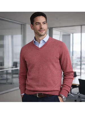 SWEATER BASICO C/V B FOR B ROJO (TALLAS S a XXL)