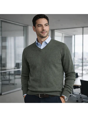 SWEATER BASICO C/V B FOR B VERDE (TALLAS S a XXL)
