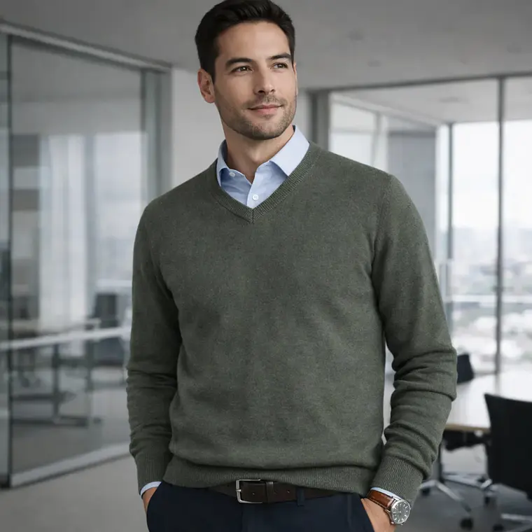 SWEATER BASICO C/V B FOR B VERDE (TALLAS S a XXL) 1