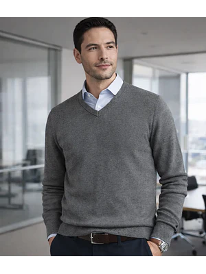 SWEATER BASICO C/V B FOR B GRIS (TALLAS S a XXL)