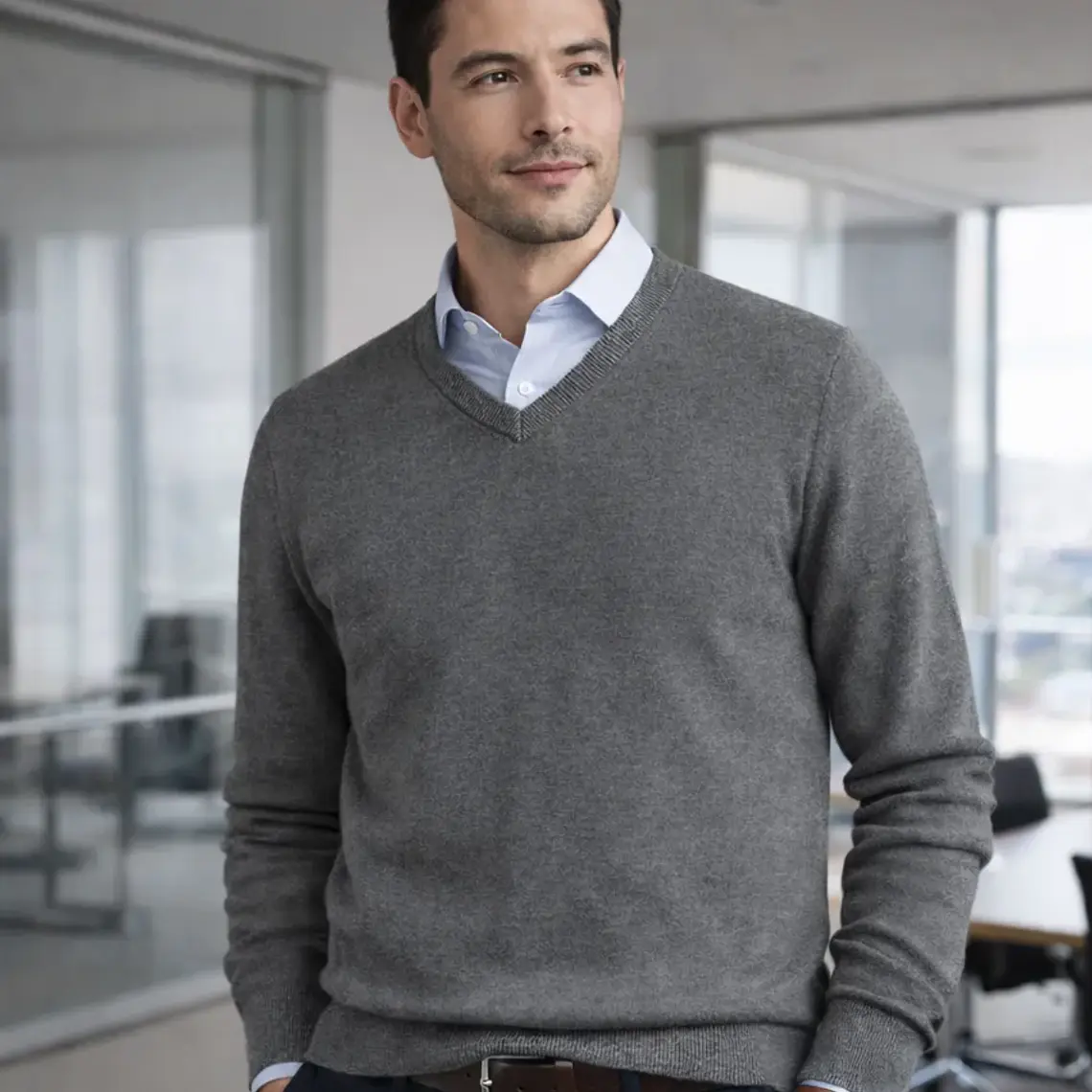 SWEATER BASICO C/V B FOR B GRIS (TALLAS S a XXL) 1