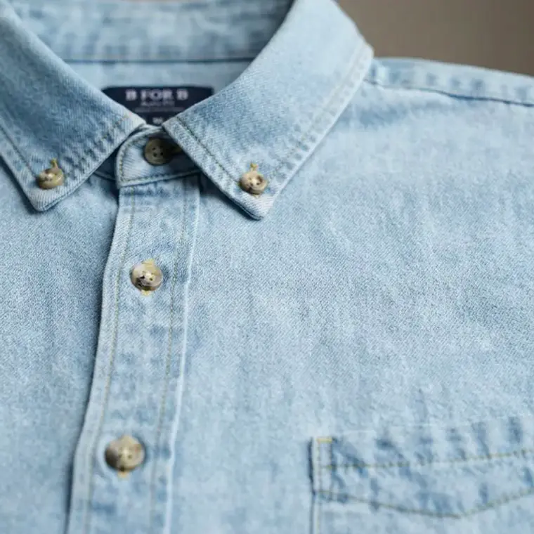 CAMISA DENIM M/LARGA B FOR B CELESTE (TALLAS S a XXL) 3