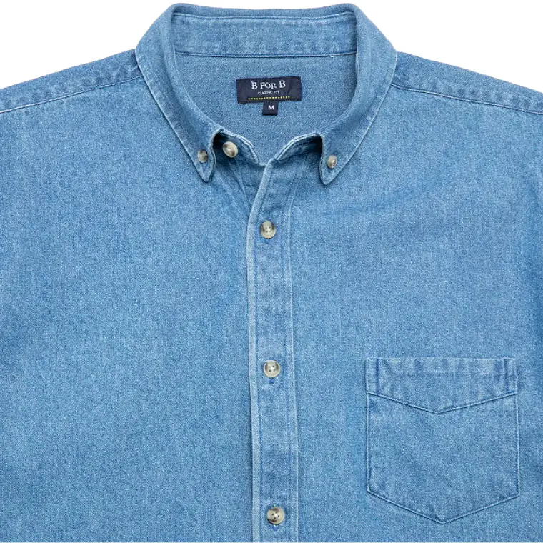 CAMISA DENIM M/LARGA B FOR B AZUL (TALLAS S a XXL) 4