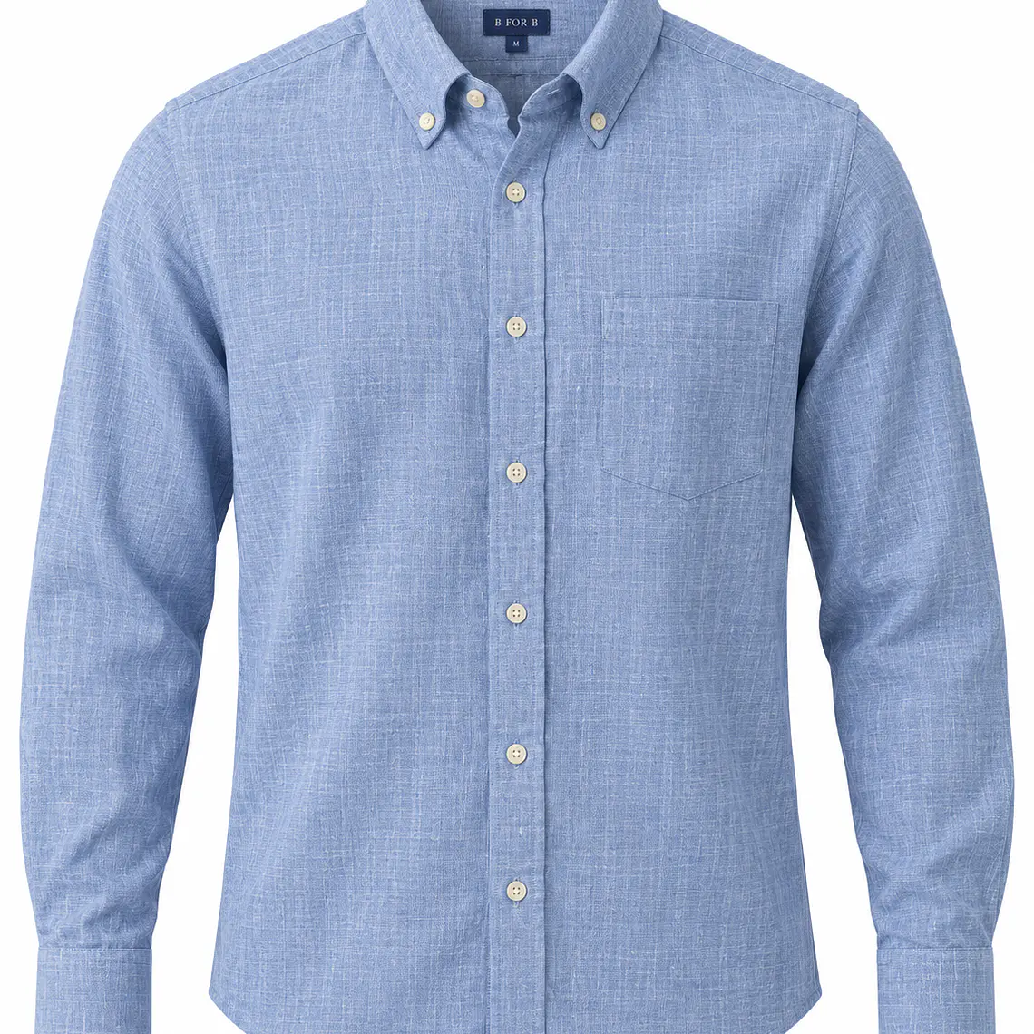 CAMISA DE LINO M/LARGA B FOR B AZUL CLARO (TALLAS S a XXL) 1