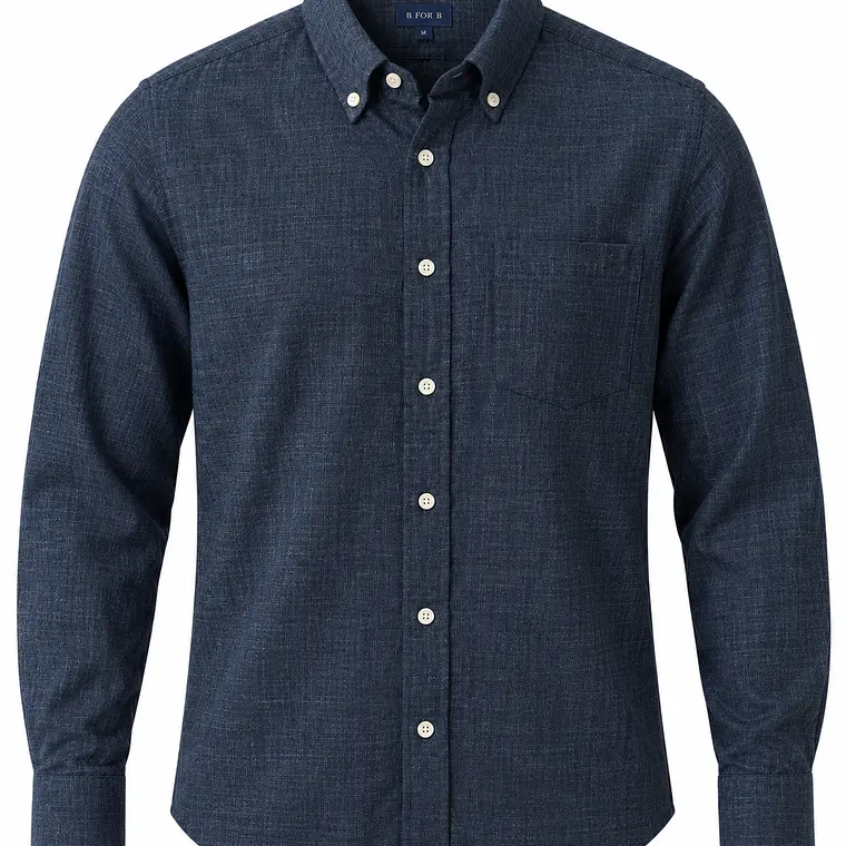 CAMISA DE LINO M/LARGA B FOR B AZUL OSCURO (TALLAS S a XXL) 1