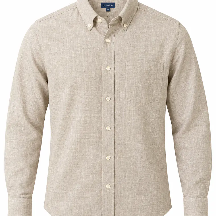 CAMISA DE LINO M/LARGA B FOR B BEIGE (TALLAS S a XXL) 1