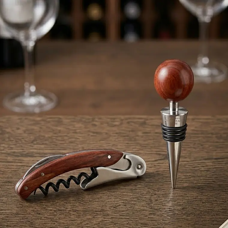 WINE - SET DECORCHADOR MADERA + TAPÓN 2