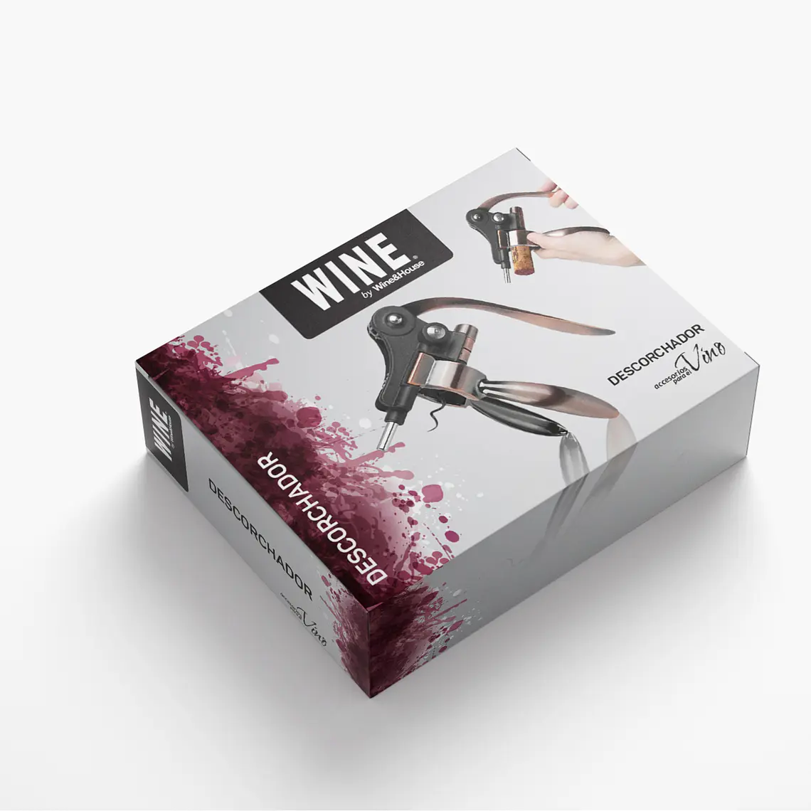 WINE - DESCORCHADOR DE VINO RABBIT NEGRO CON PLATEADO  3
