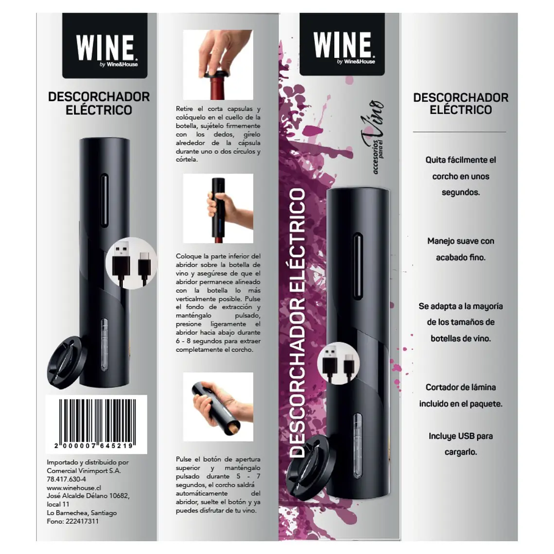 WINE - DESCORCHADOR ELECTRICO RECARGABLE 3