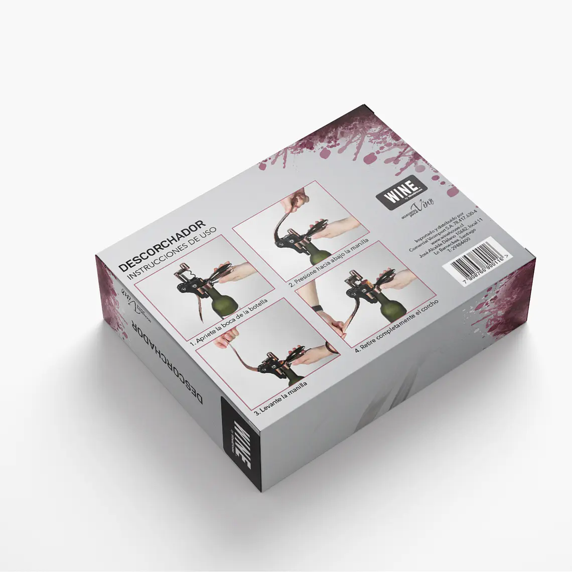 WINE - DESCORCHADOR DE VINO RABBIT NEGRO CON PLATEADO  4