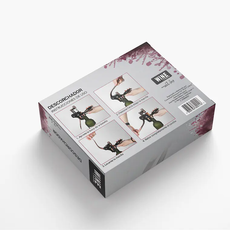 WINE - DESCORCHADOR DE VINO RABBIT NEGRO CON PLATEADO  4