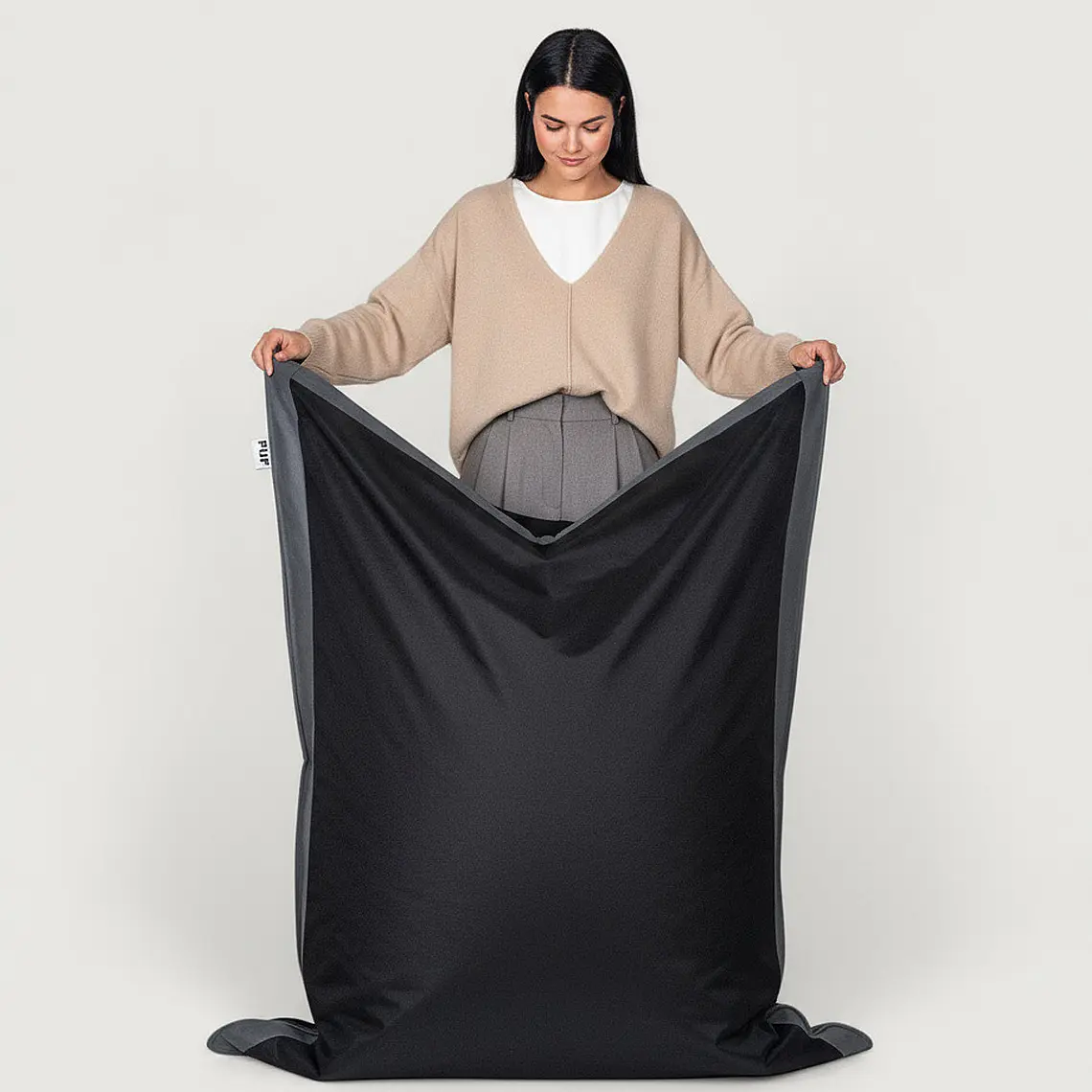 PUFF RECTANGULAR EXTERIOR IMPERMEABLE - NEGRO / GRIS OSCURO (TALLA S) 1