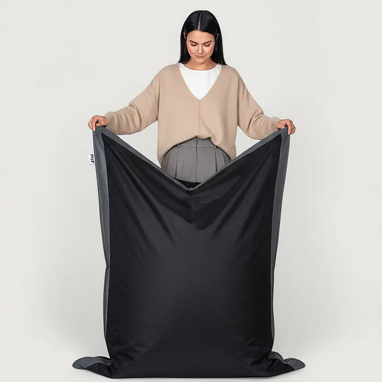 PUFF RECTANGULAR EXTERIOR IMPERMEABLE - NEGRO / GRIS OSCURO (TALLA S) 1