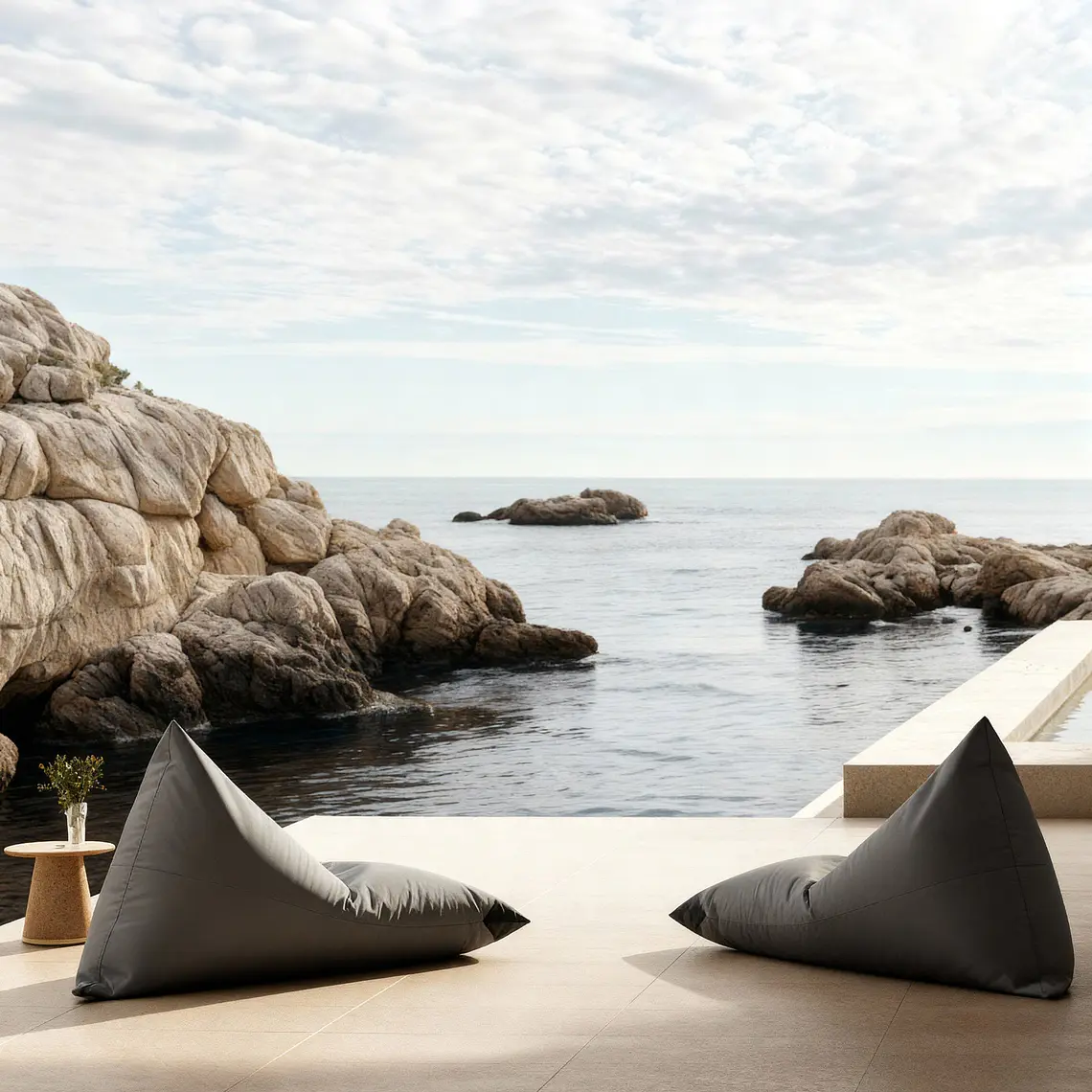 PUFF TRIANGULAR TERRAZA Y EXTERIOR - GRIS OSCURO / NEGRO  2