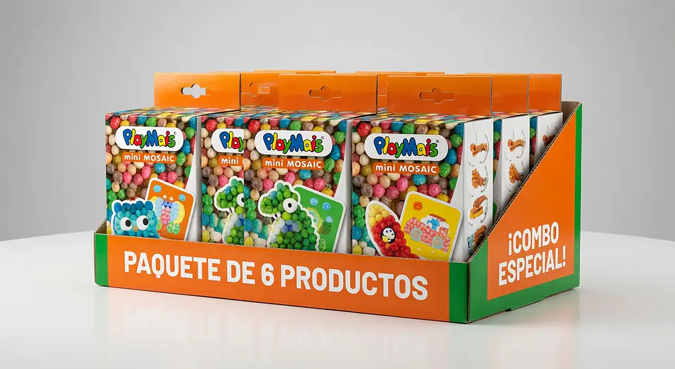 Pack Fiesta de Cumpleaños PlayMais — 6 Mini Mosaic para los Invitados (3+ años) 1