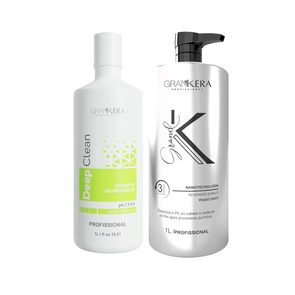 Set Shampoo Anti Residuos Deep Clean 1 Lt + Reversor Químico Grand K 1 Lt 1