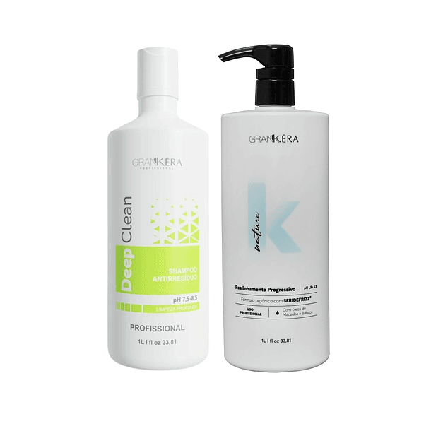 Set Shampoo Anti Residuos Deep Clean + Alisado Nature K 1 Lt 1