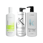 Set Shampoo Anti Residuos Deep Clean + Reversor Químico Grand K + Alisado Nature K 1 Lt 1