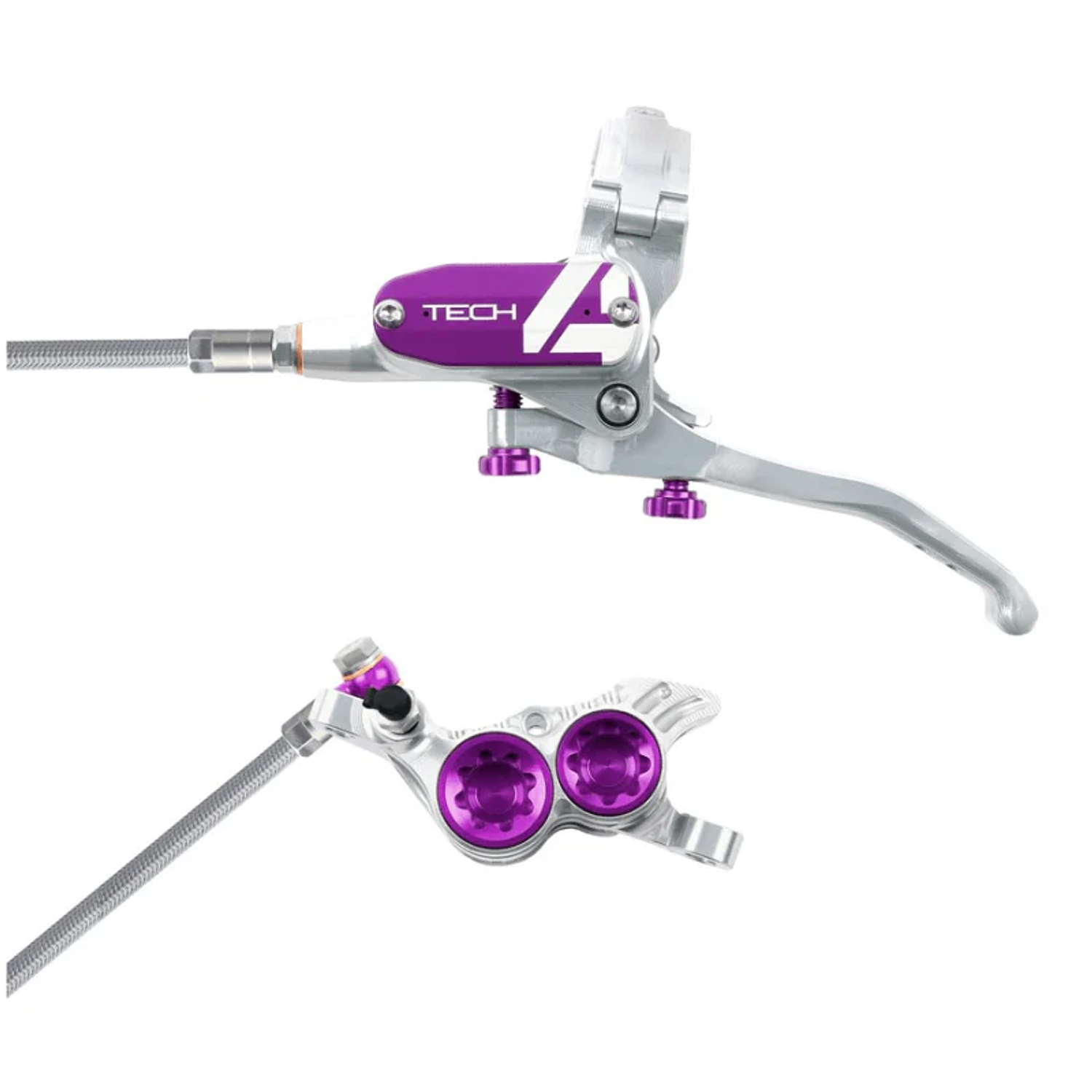 FRENOS HOPE TECH 4 v4 - Plata/Morado Trasero