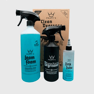 KIT LIMPIEZA PEATY'S - Espuma de lavado, desengrasante y lubricante de cadena
