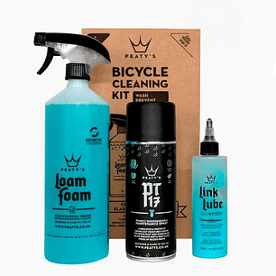 KIT DE LIMPIEZA PEATY'S -  Espuma de lavado, Spray de mantención y Lubricante de cadena