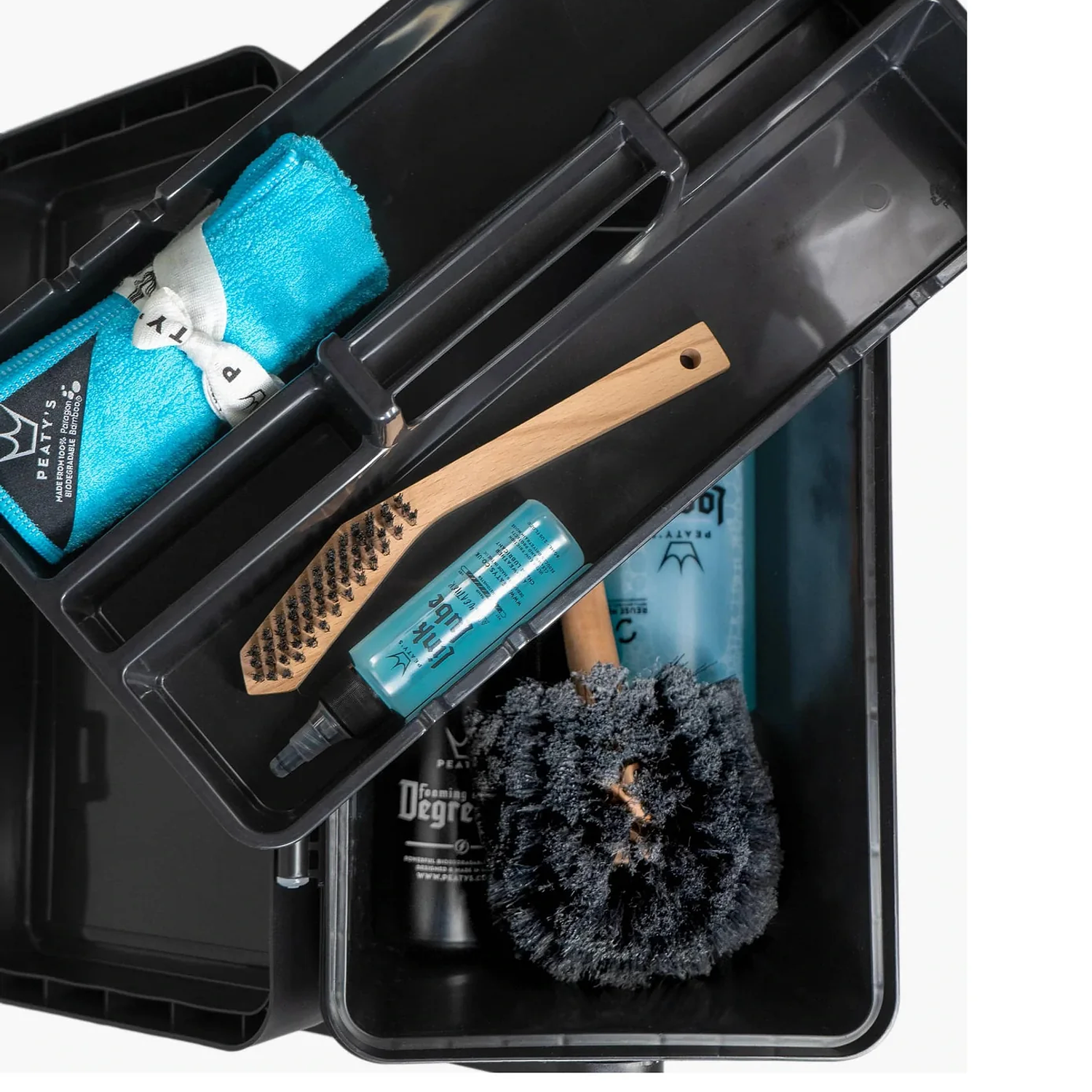 KIT DE LIMPIEZA PEATYS - Espuma, Desengrasante, Lubricante, Cepillos y Toalla 2