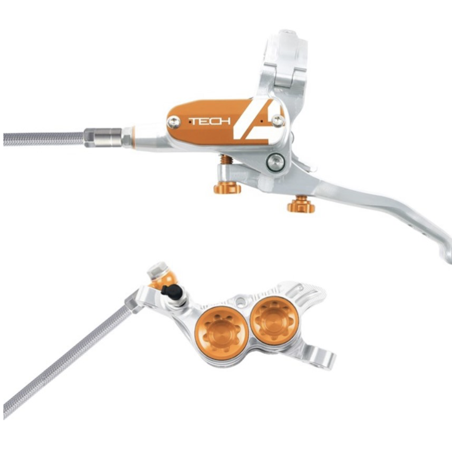 FRENOS HOPE TECH 4 V4 - Plata/Naranjo - Trasero