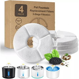 Pack 4 Filtro Bebedero Fuente Agua Eléctrica Gato Perro