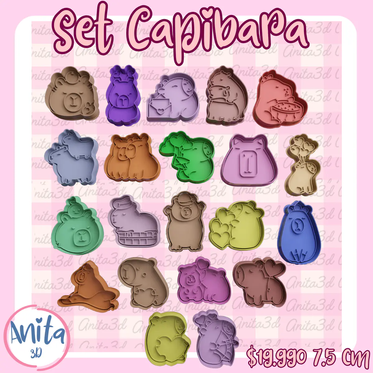Set capibara 21 diseños | Anita3D