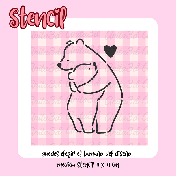 Stencil osito abrazados  
