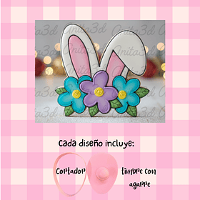 orejas con cintillo de flores 1070 