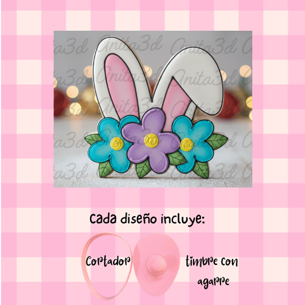 orejas con cintillo de flores 1070  