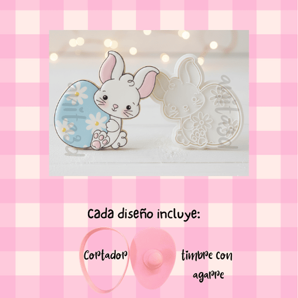 Conejito con huevo de flores   