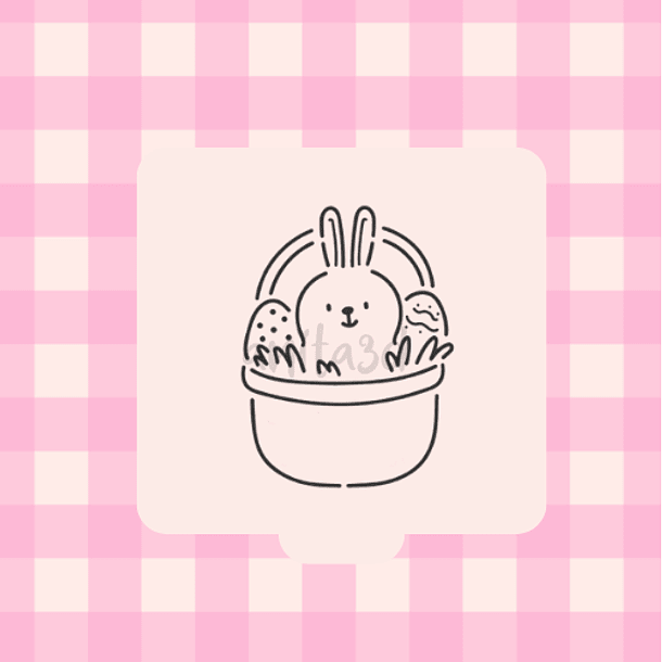 Stencil canasta con conejito 