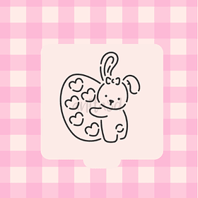 stencil conejita huevo corazones